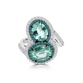 ARDOR Ring - Twin Emeralds with Diamond Accents in 18K White Gold