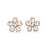 CHAMOMILE DIAMOND STUD EARRINGS IN 18K ROSE GOLD – PEAR CUT FLORAL HALO DESIGN