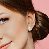 CHAMOMILE DIAMOND STUD EARRINGS IN 18K YELLOW GOLD – ROSE CUT FLORAL DESIGN