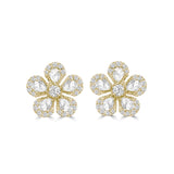 CHAMOMILE DIAMOND STUD EARRINGS IN 18K YELLOW GOLD – ROSE CUT FLORAL DESIGN