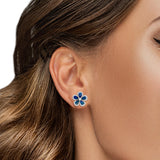 Stunning Chamomile Floral Opal & Diamond Stud Earrings in 18K White Gold