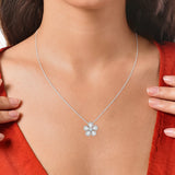Diamond Chamomile Flower Pendant Necklace in White Gold