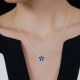 CHAMOMILE PENDANT NECKLACE IN 18K WHITE GOLD – BLUE OPAL AND DIAMOND FLORAL DESIGN