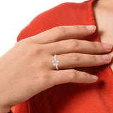 CHAMOMILE FLORAL DIAMOND RING IN 18K ROSE GOLD – PEAR ROSE CUT & ROUND DIAMOND BLOOM