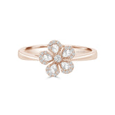 CHAMOMILE FLORAL DIAMOND RING IN 18K ROSE GOLD – PEAR ROSE CUT & ROUND DIAMOND BLOOM