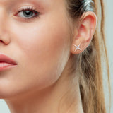 CHOWK EARRINGS IN 18K ROSE GOLD – PRINCESS AND BAGUETTE CUT DIAMOND STAR STUDS