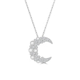 Crescent Moon Necklace | White Gold & Brilliant Diamond Pendant