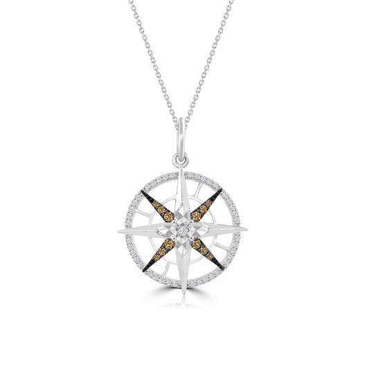 INTUIT Pendant in 18K White Gold with Pear-Shaped Rose-Cut & Champagne Diamonds