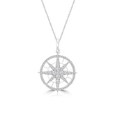 Clarity Compass Diamond Pendant | 18K White Gold Necklace