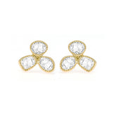 MAYA EARRINGS IN 18K YELLOW GOLD – THREE-PETAL ROSE CUT DIAMOND STUDS