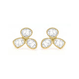 MAYA EARRINGS IN 18K YELLOW GOLD – THREE-PETAL ROSE CUT DIAMOND STUDS