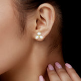 MAYA EARRINGS IN 18K YELLOW GOLD – THREE-PETAL ROSE CUT DIAMOND STUDS