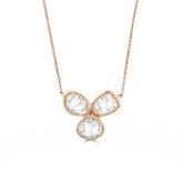 MAYA NECKLACE IN 18K ROSE GOLD – THREE-PETAL ROSE CUT DIAMOND PENDANT