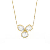 MAYA NECKLACE IN 18K YELLOW GOLD – THREE-PETAL ROSE CUT DIAMOND PENDANT