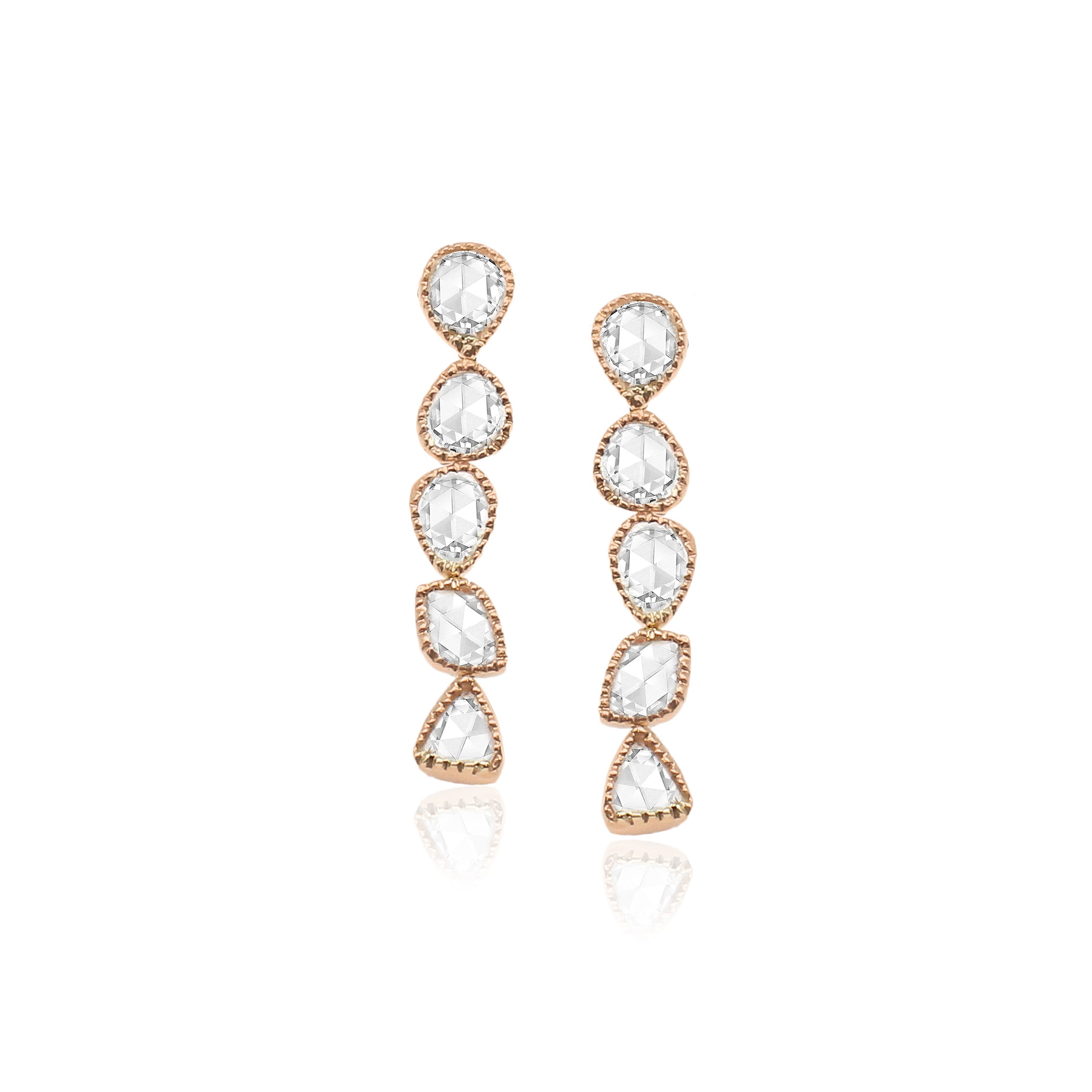 SATA DROP EARRINGS ROSE CUT DIAMOND 18K ROSE GOLD