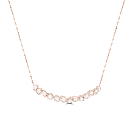 SATA NECKLACE IN 18K ROSE GOLD – ROSE CUT DIAMONDS, VINTAGE ELEGANCE