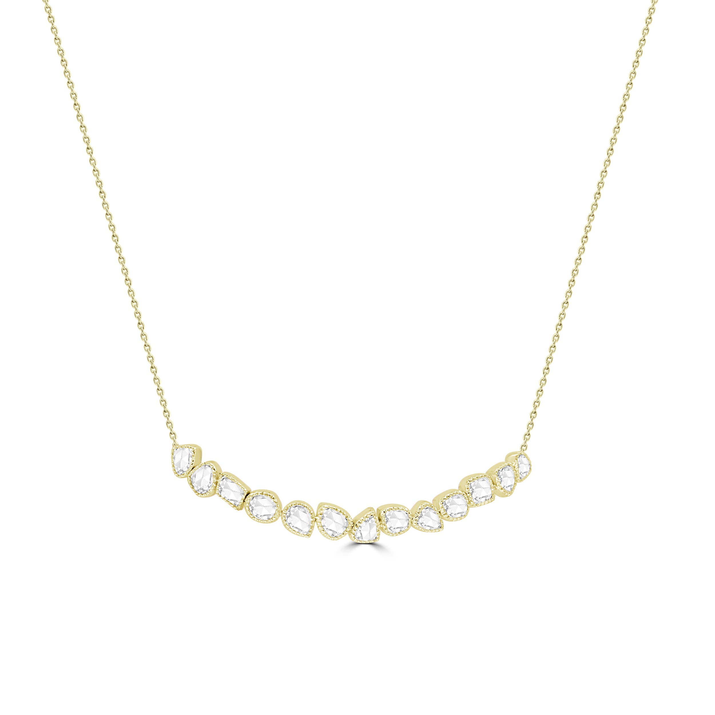 SATA NECKLACE IN 18K YELLOW GOLD – ROSE CUT DIAMONDS, VINTAGE ELEGANCE