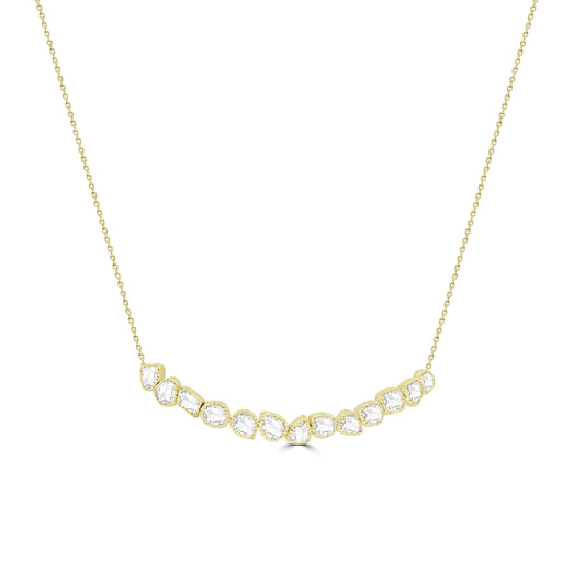 SATA NECKLACE IN 18K YELLOW GOLD – ROSE CUT DIAMONDS, VINTAGE ELEGANCE