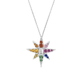 Sitara Starburst Sapphire Pendant | White Gold Rainbow Necklace
