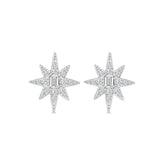 Sitara Starburst Diamond Earrings | White Gold & Emerald-Cut Center