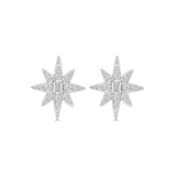 Sitara Starburst Diamond Earrings | White Gold & Emerald-Cut Center