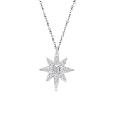 Sitara Angelic Starburst Necklace with Emerald Cut Diamond in White Gold