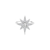 Sitara Celestial Starburst Ring with Emerald Cut Diamond in White Gold