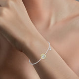 SUN BRACELET Sun-Inspired White Gold Bracelet with Rose-Cut Diamond Center piece