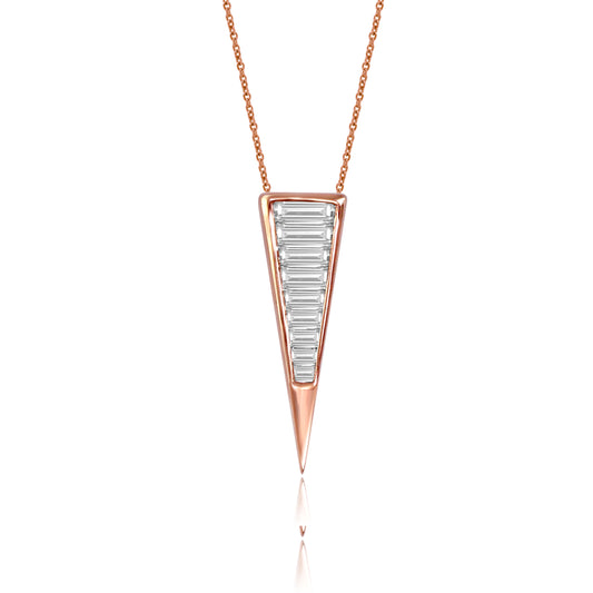 TRIKON 20MM NECKLACE IN 18K ROSE GOLD – BAGUETTE DIAMOND PENDANT