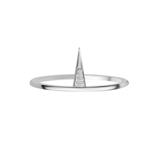 TRIKON BAGUETTE DIAMOND RING IN 18K WHITE GOLD – TIMELESS GEOMETRIC ELEGANCE