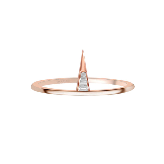 TRIKON BAGUETTE DIAMOND RING IN 18K ROSE GOLD – MODERN GEOMETRIC DESIGN