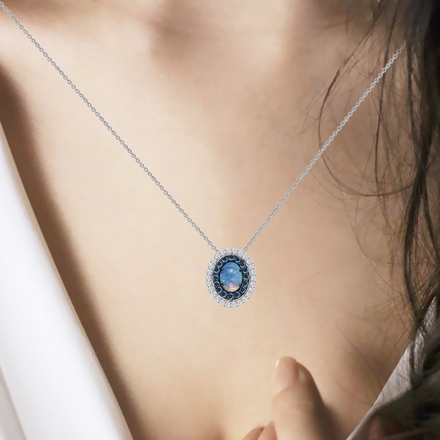Shop Blue Opal Necklace Online | Blue Diamond Necklace