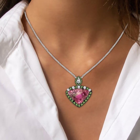 Buy Tourmaline Gold Necklace Online - Rivet Triangular Design