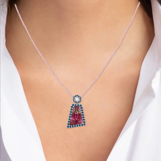 Buy Tourmaline Diamond Necklace Online - Luxe Hexagon Design
