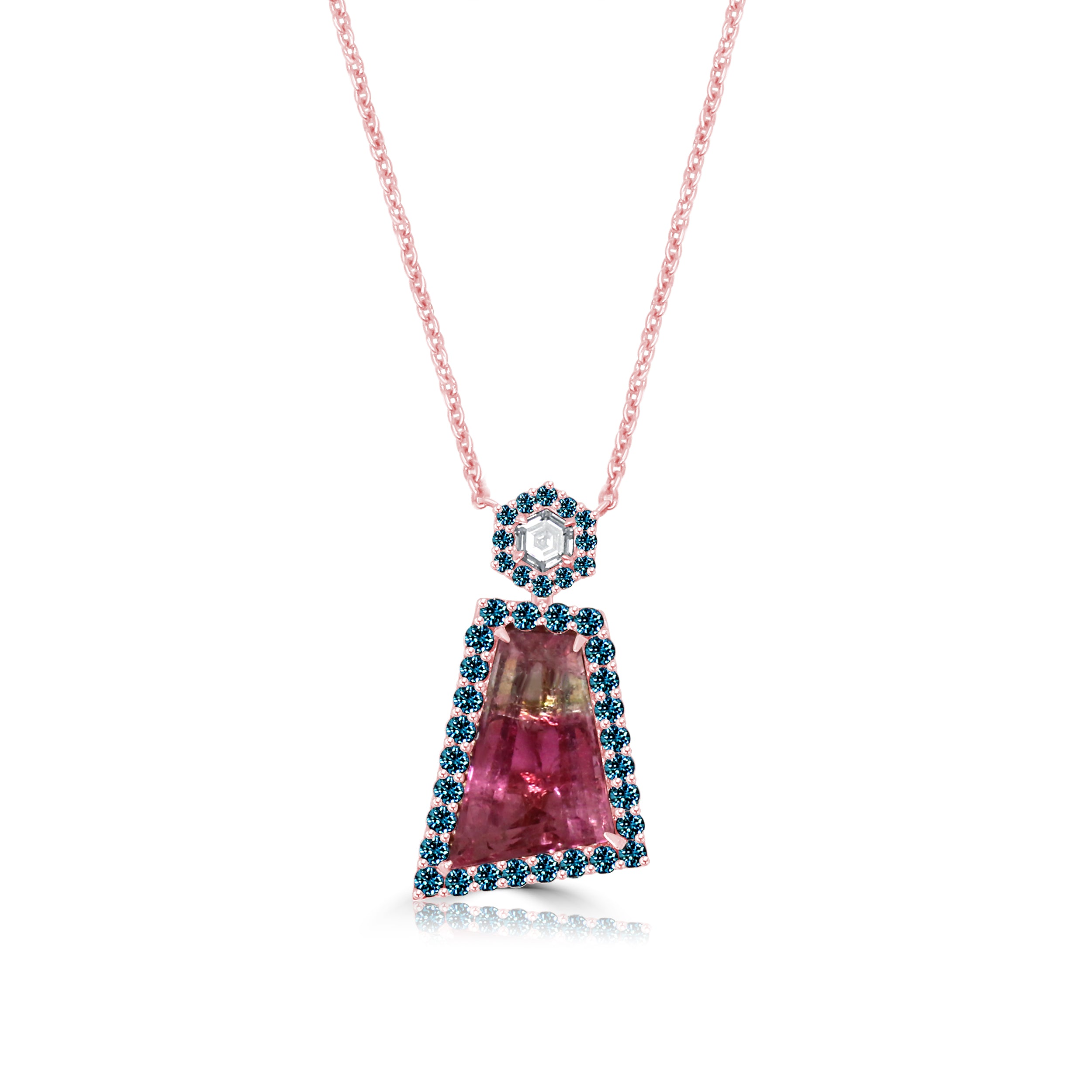 Buy Tourmaline Diamond Necklace Online - Luxe Hexagon Design