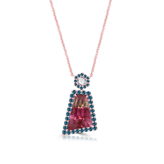 Buy Tourmaline Diamond Necklace Online - Luxe Hexagon Design