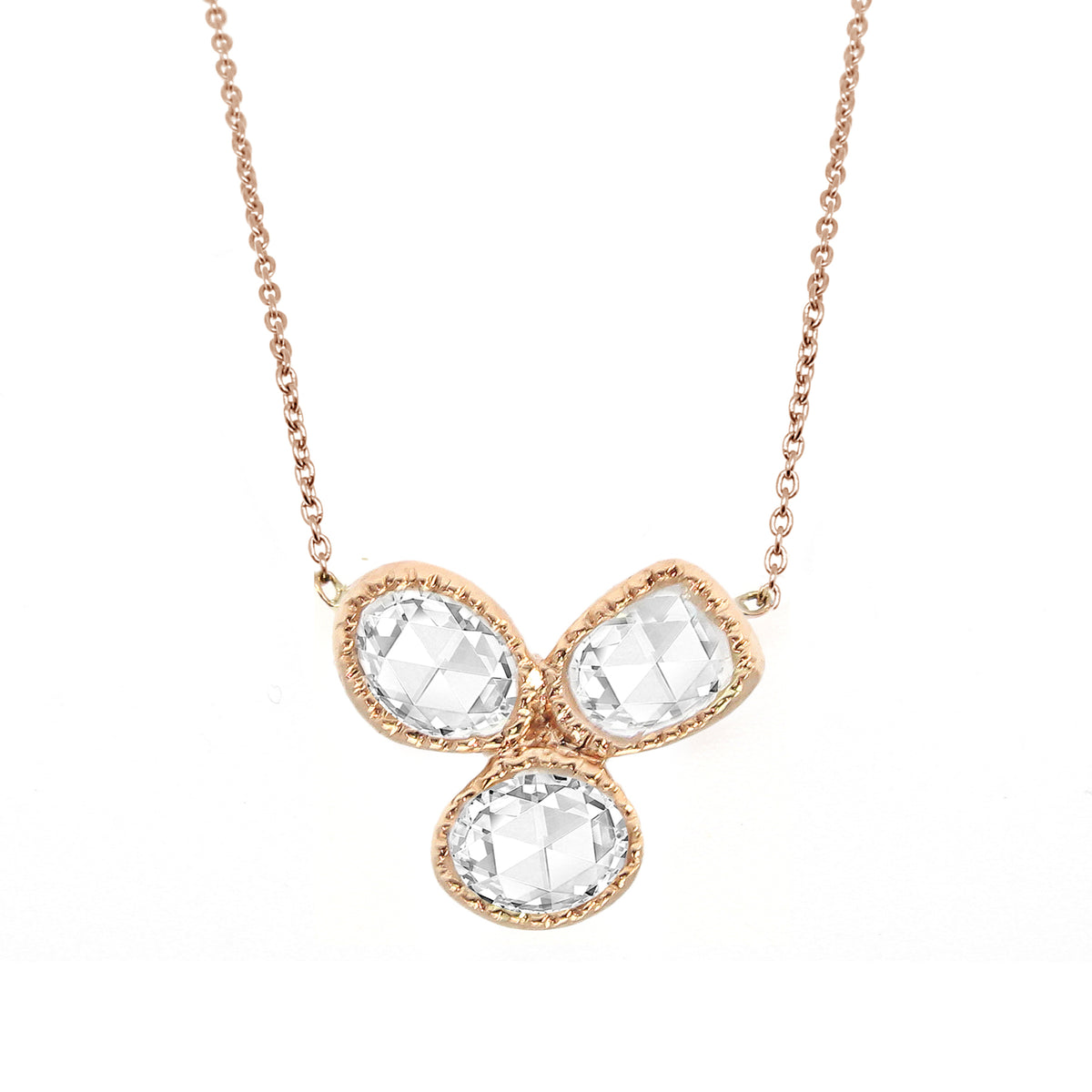 ROSE CUT PENDANT WITH CHAIN IN 18K PINK GOLD