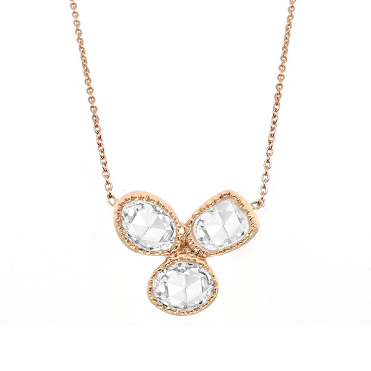 ROSE CUT PENDANT WITH CHAIN IN 18K PINK GOLD