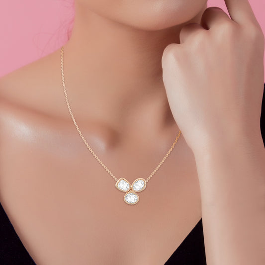 ROSE CUT PENDANT WITH CHAIN IN 18K PINK GOLD